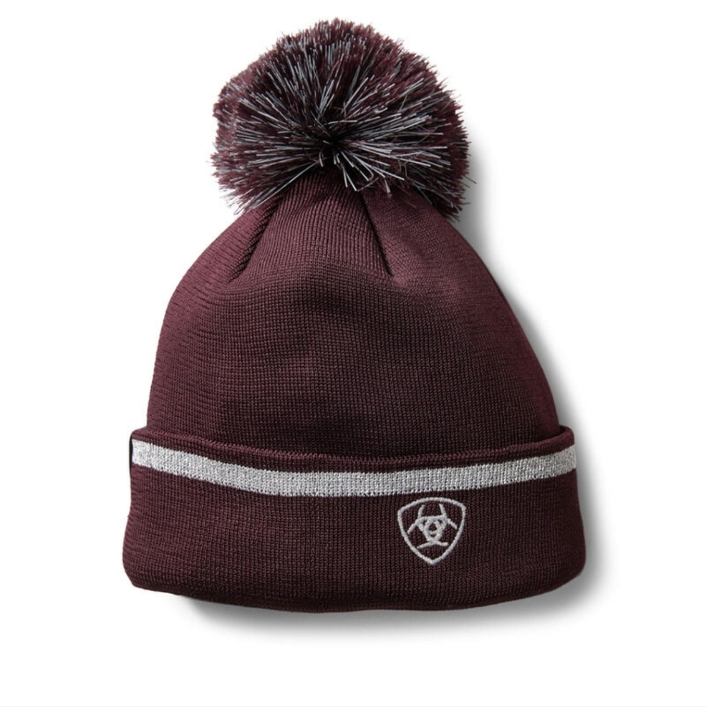 Ariat Burgundy Knit Pom-Pom Beanie